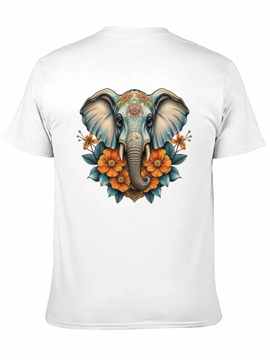 Camiseta Negra con Diseño de Elefante Floral