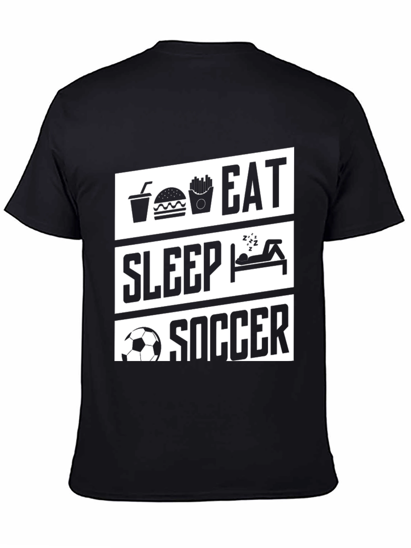 Camiseta Negra Eat Sleep Soccer