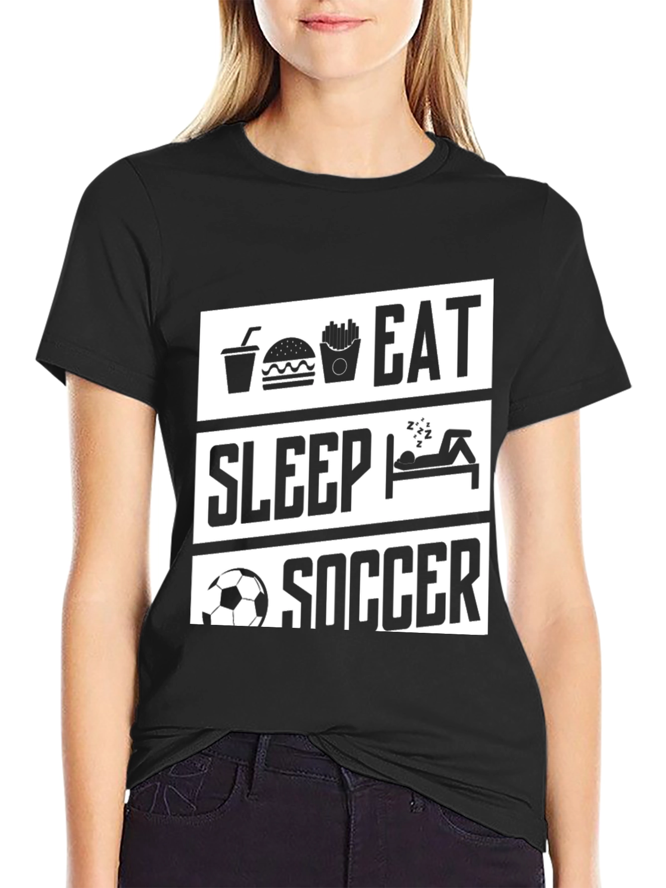Camiseta Negra Eat Sleep Soccer