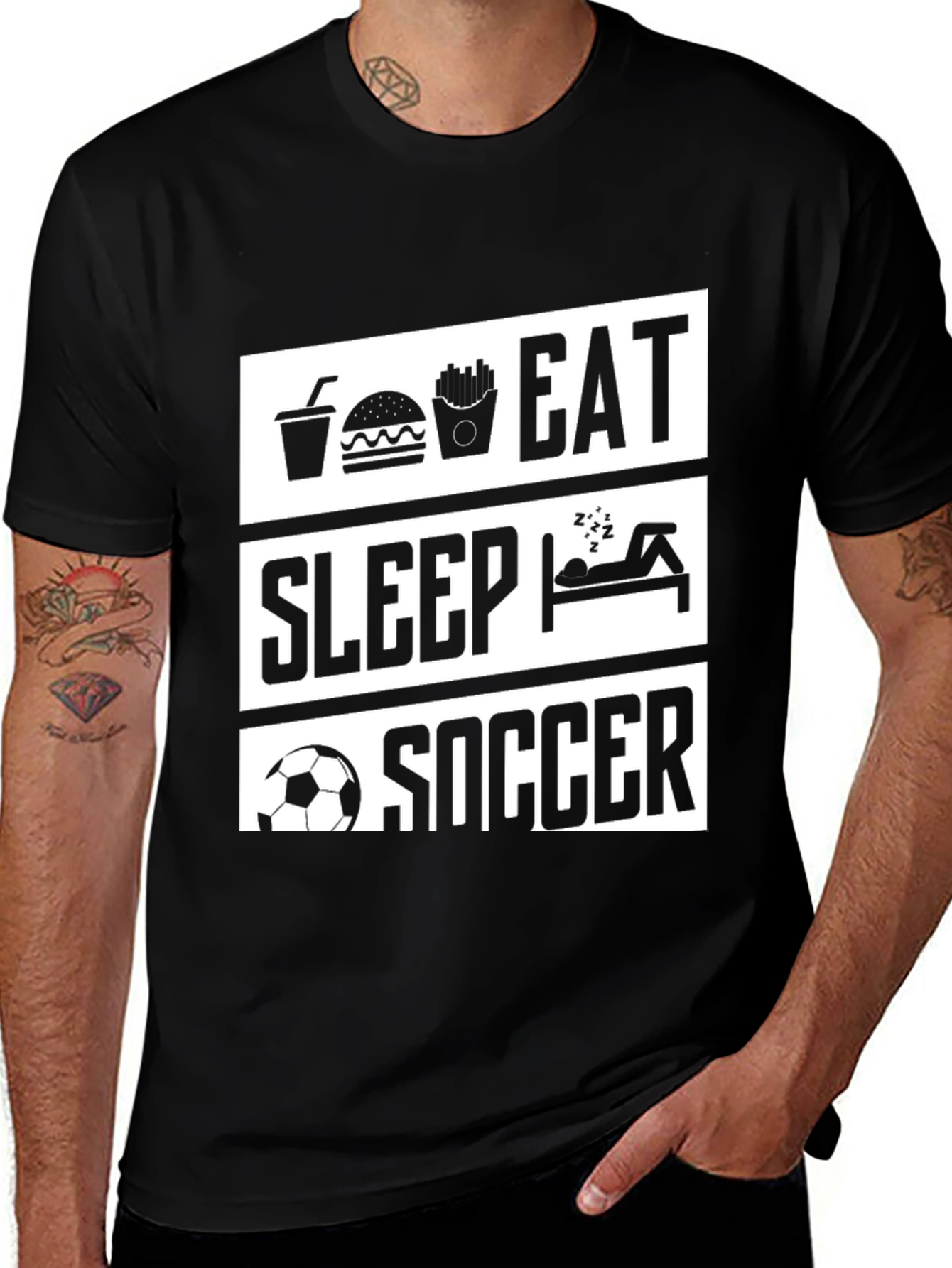 Camiseta Negra Eat Sleep Soccer