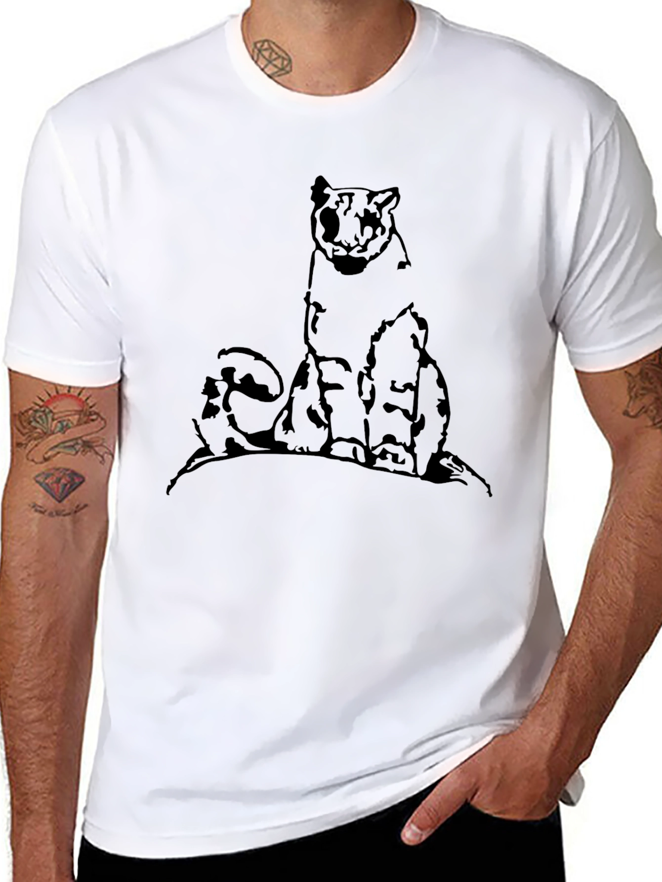 Camiseta Negra con Diseño de Tigre para Hombre