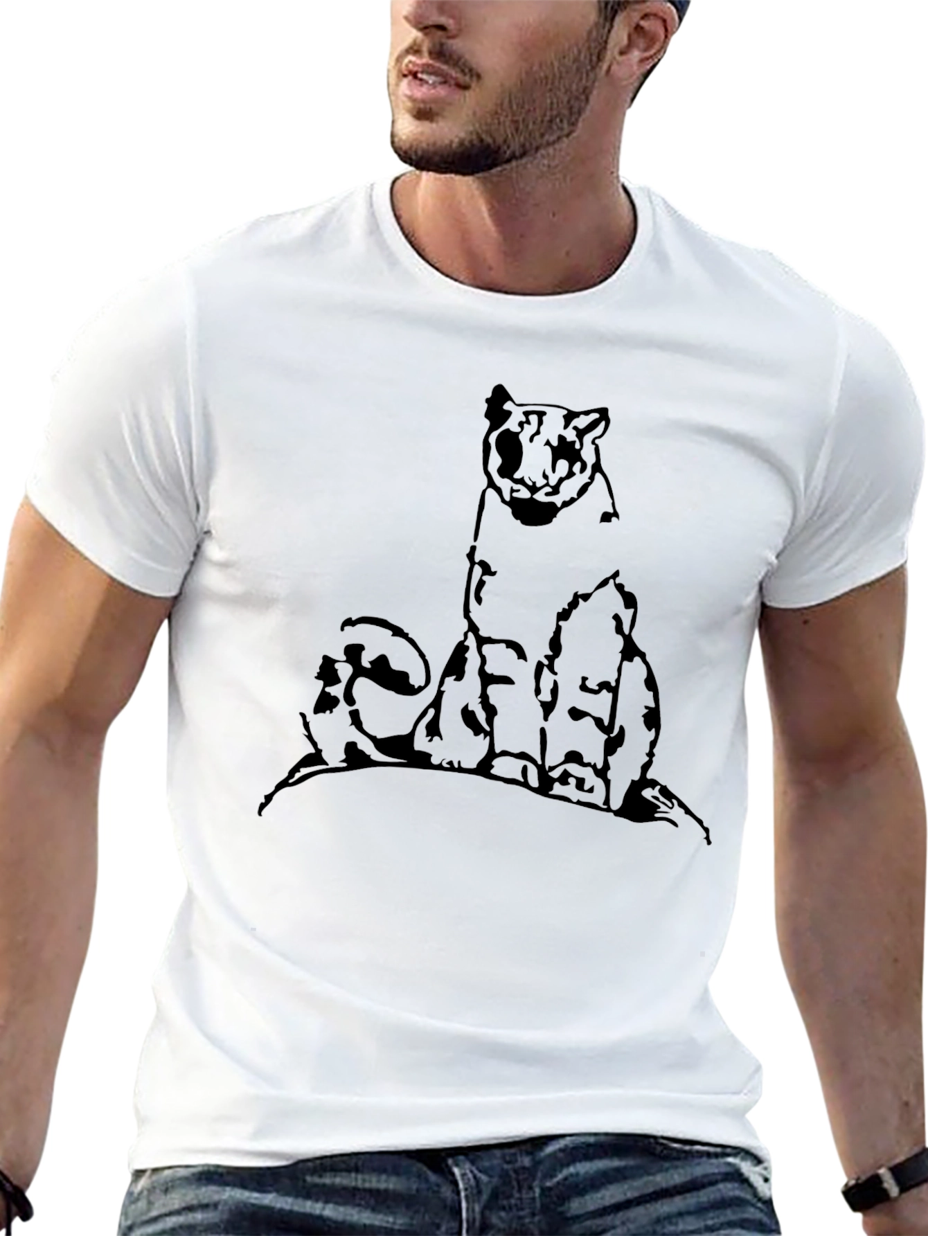 Camiseta Negra con Diseño de Tigre para Hombre