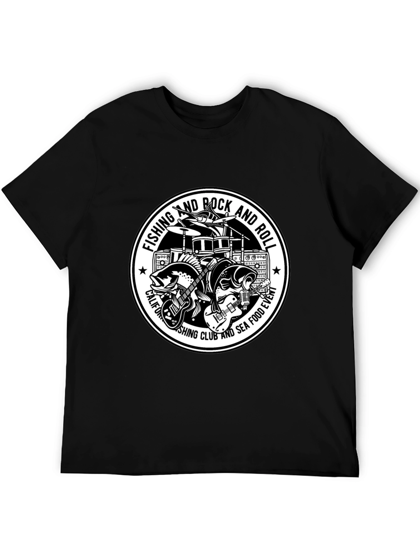 Camiseta Negra de Rock & Pesca
