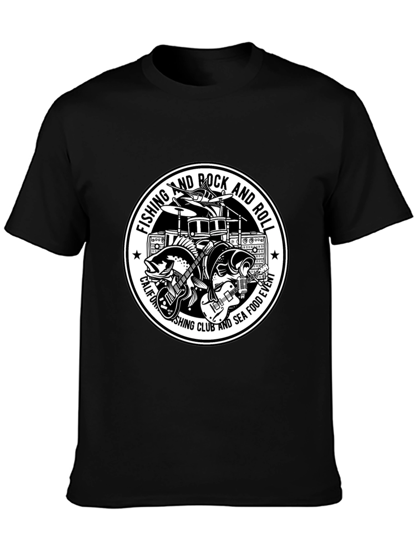 Camiseta Negra de Rock & Pesca