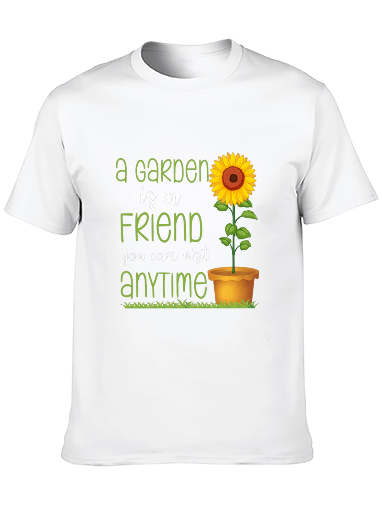 Camiseta Negra con Diseño de Jardín y Girasol