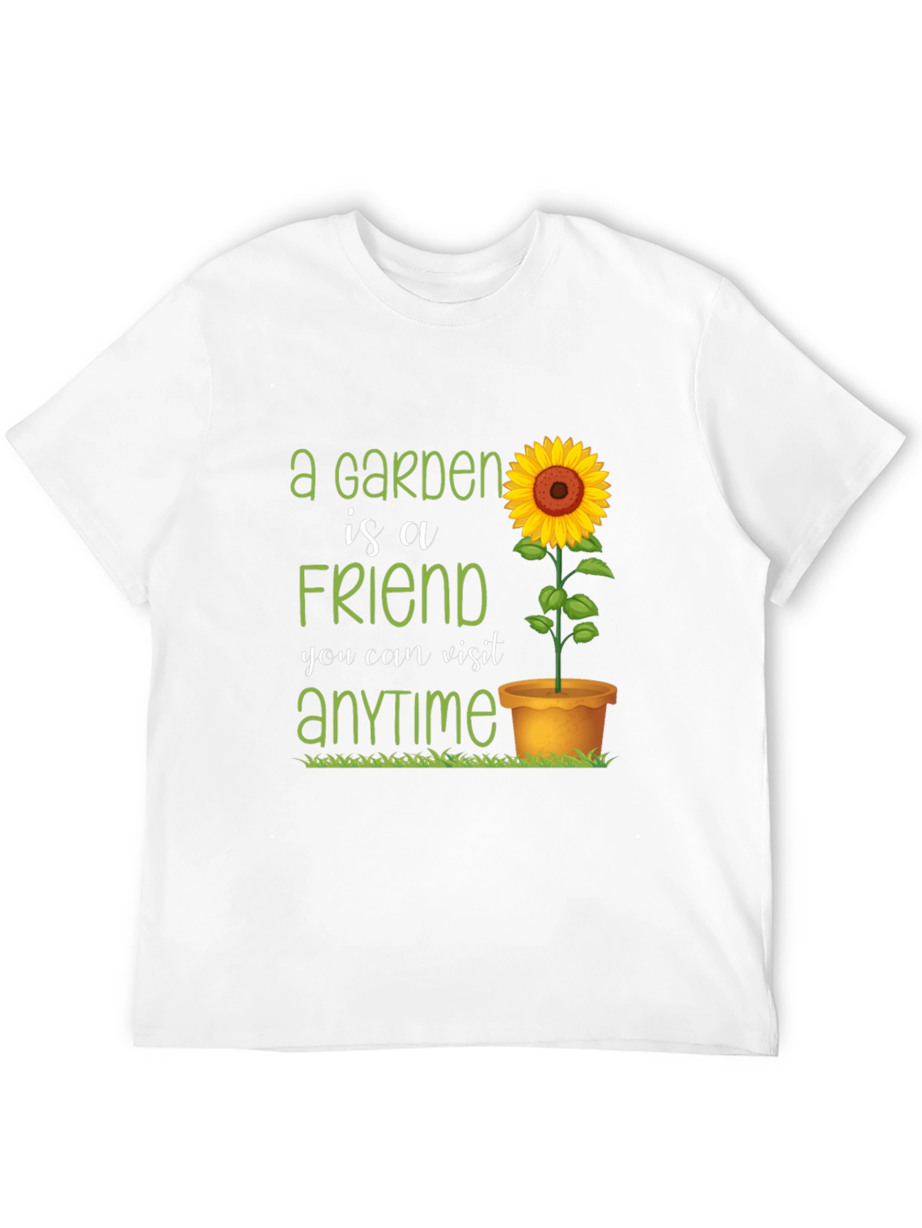 Camiseta Negra con Diseño de Jardín y Girasol