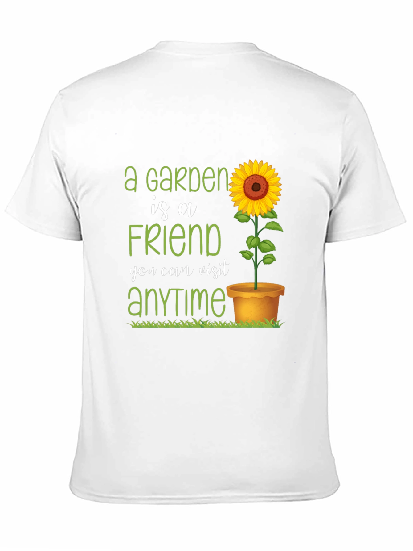 Camiseta Negra con Diseño de Jardín y Girasol