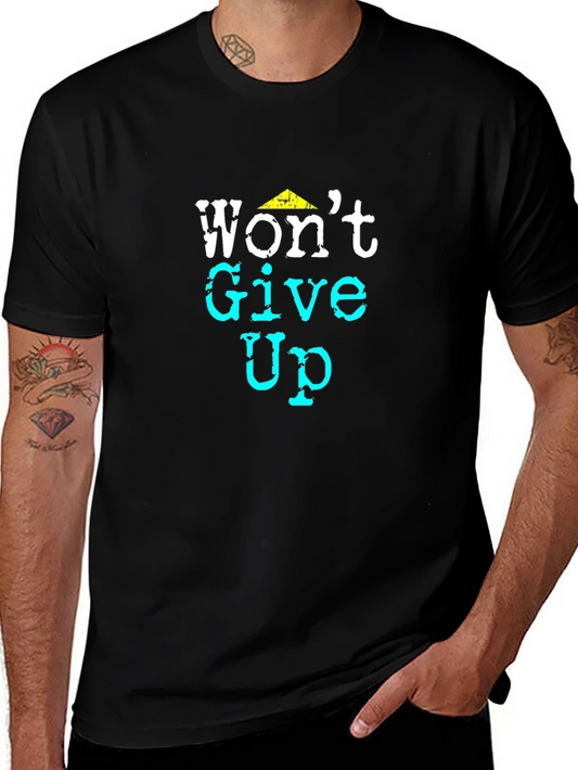 Camiseta Negra con Diseño Motivacional Wont Give Up