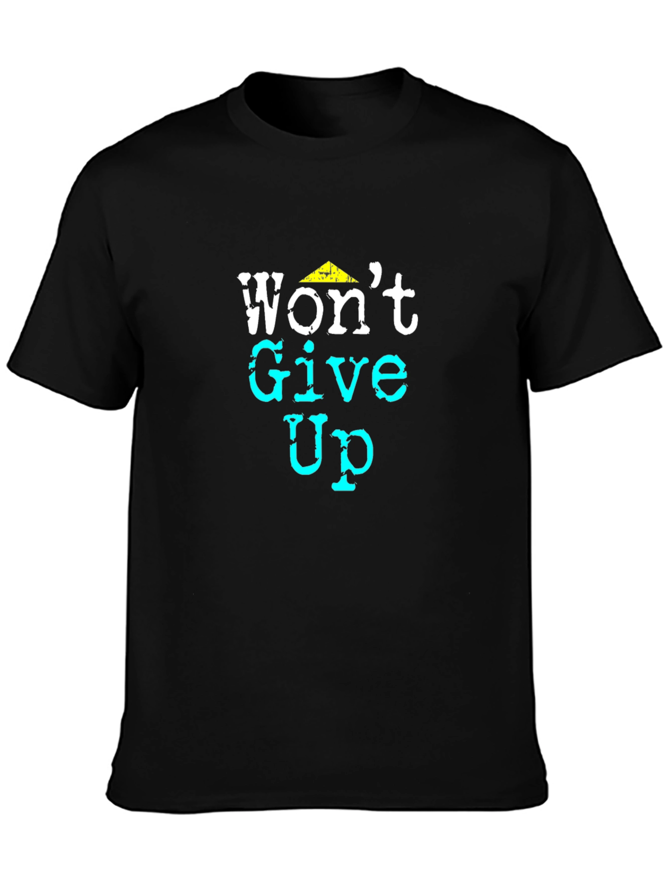 Camiseta Negra con Diseño Motivacional Wont Give Up