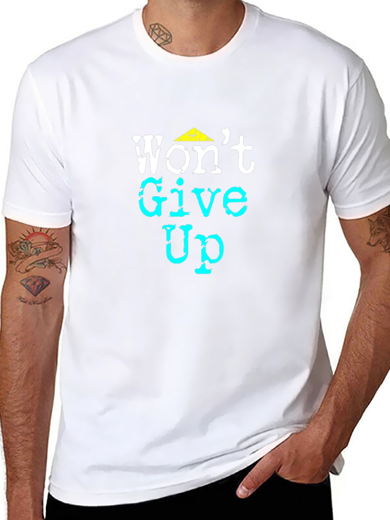 Camiseta Negra con Diseño Motivacional Wont Give Up