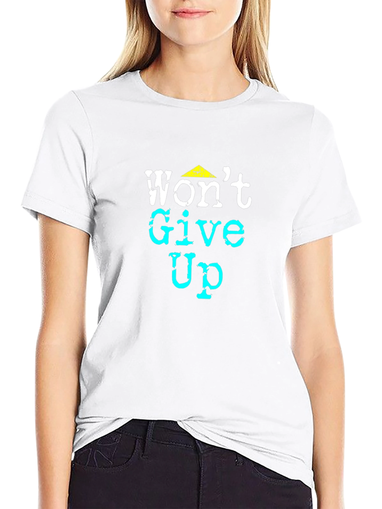 Camiseta Negra con Diseño Motivacional Wont Give Up