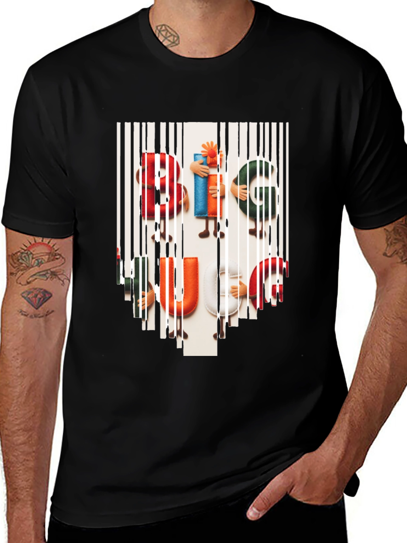 Camiseta Hombre Negra Estampada Big Hug