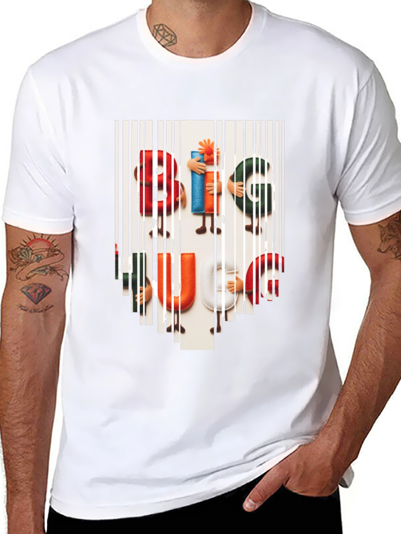 Camiseta Hombre Negra Estampada Big Hug