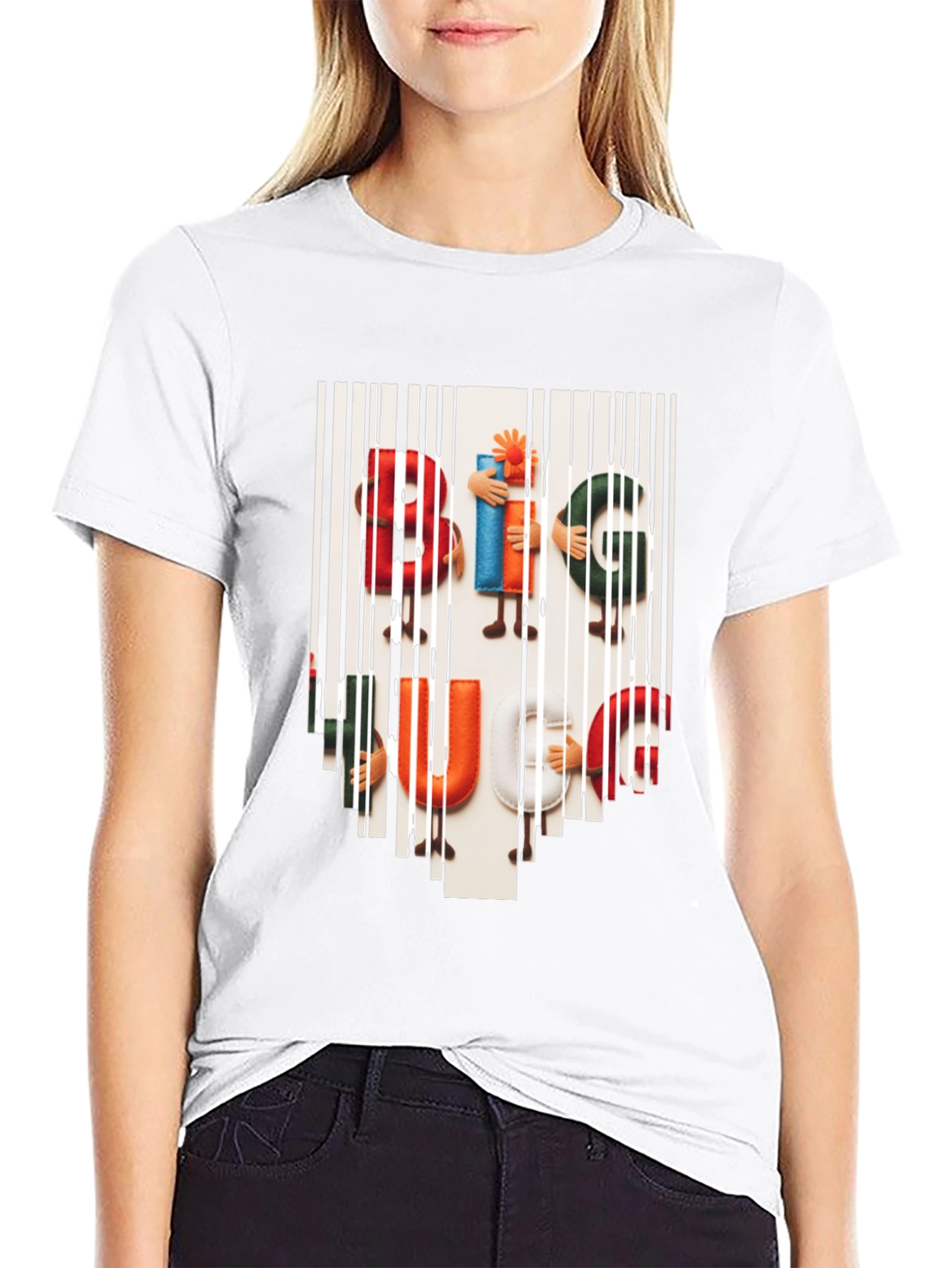 Camiseta Hombre Negra Estampada Big Hug