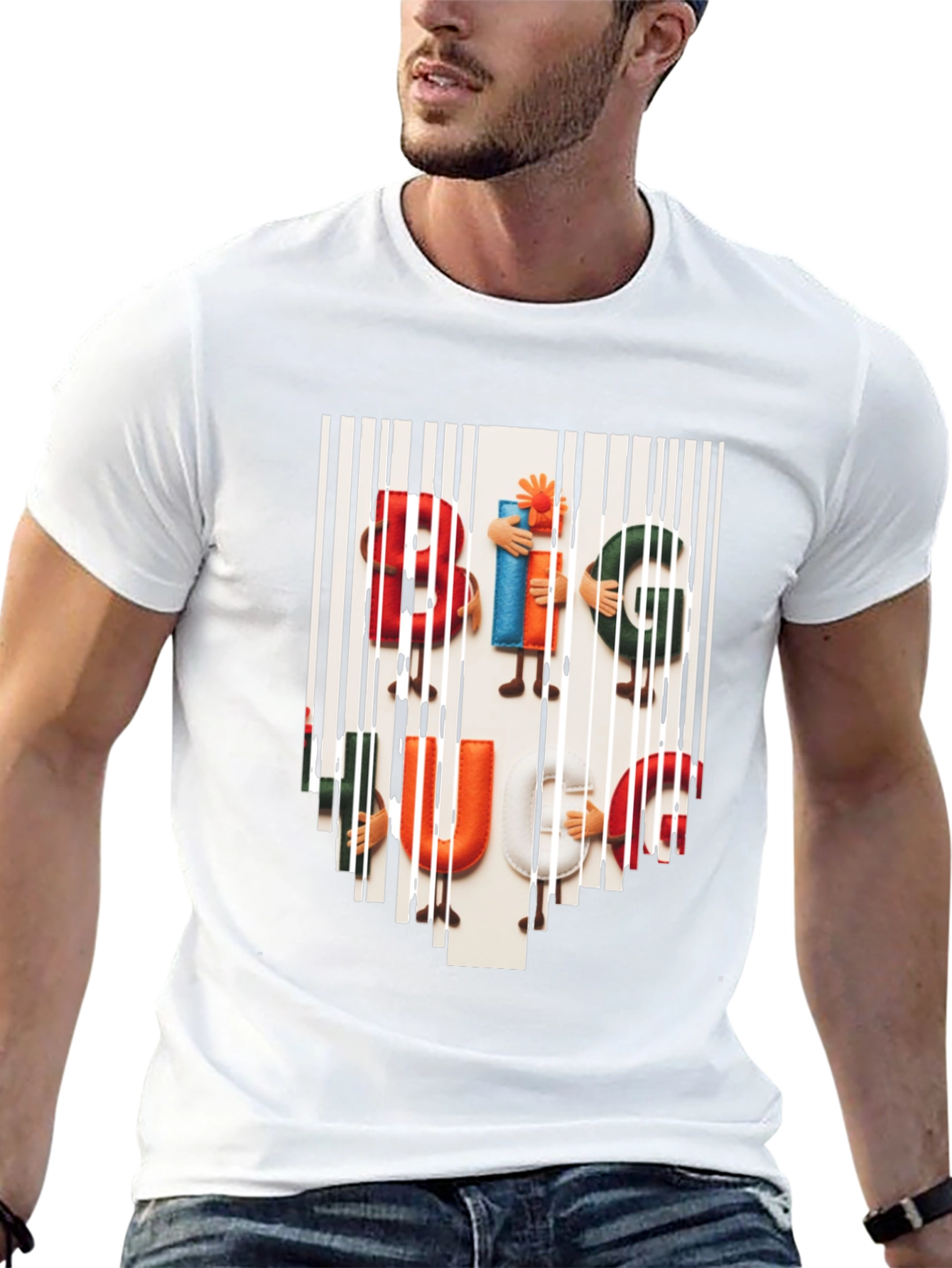 Camiseta Hombre Negra Estampada Big Hug