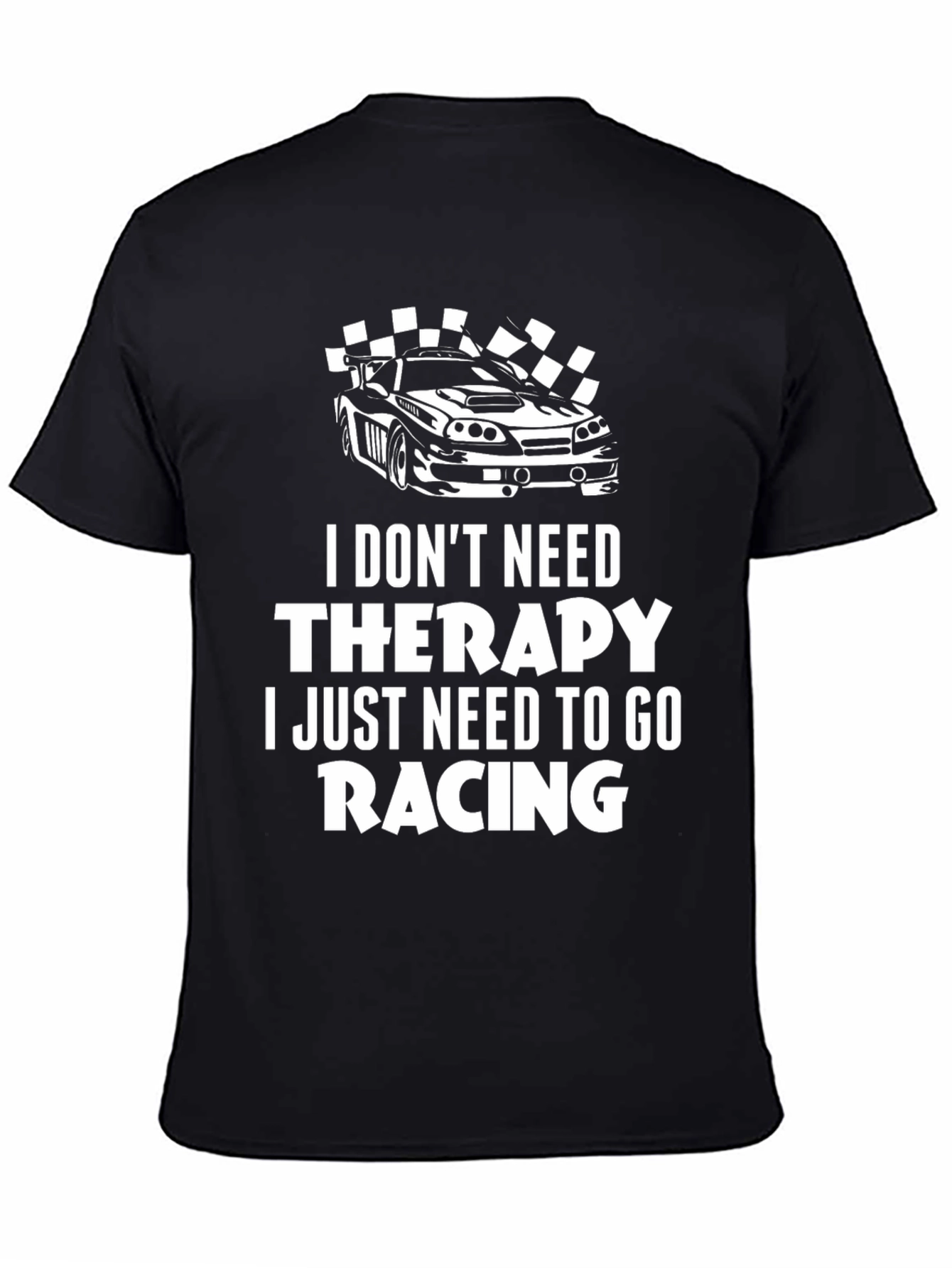 Camiseta Negra Racing: Sin Terapia ¡Solo Carreras!