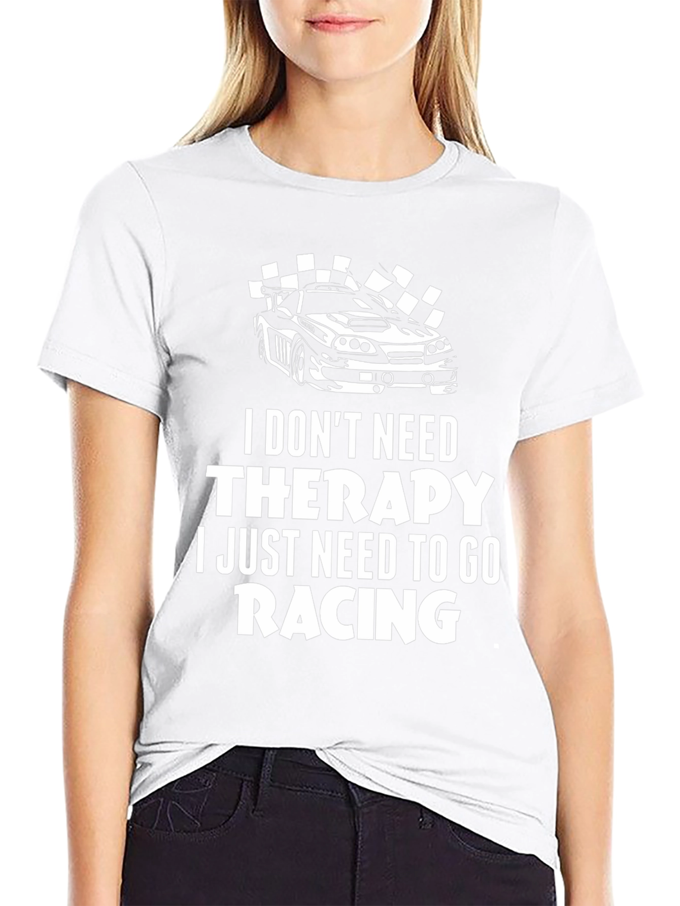 Camiseta Negra Racing: Sin Terapia ¡Solo Carreras!
