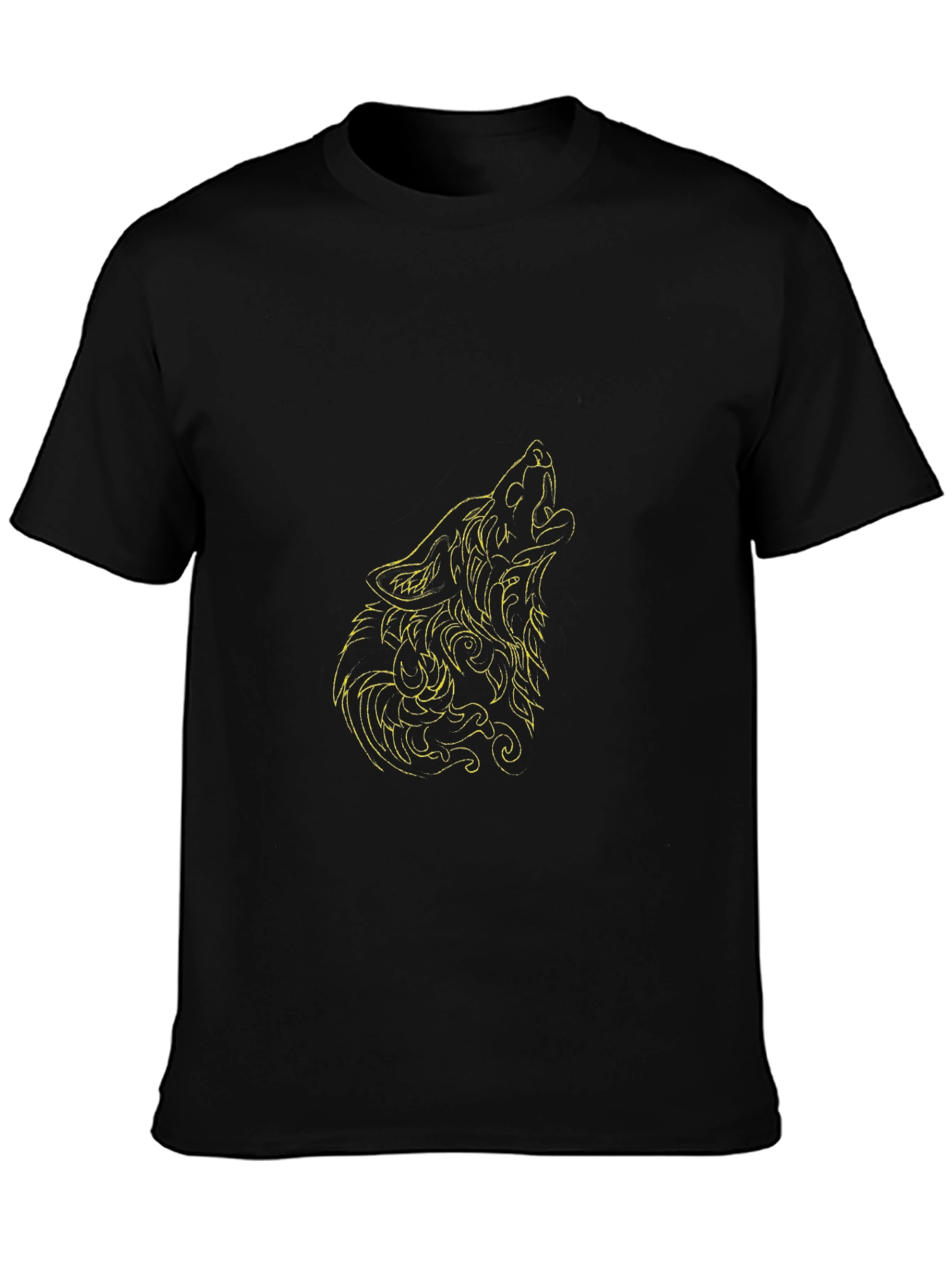 Camiseta Negra Hombre Lobo Aullando Diseño Único