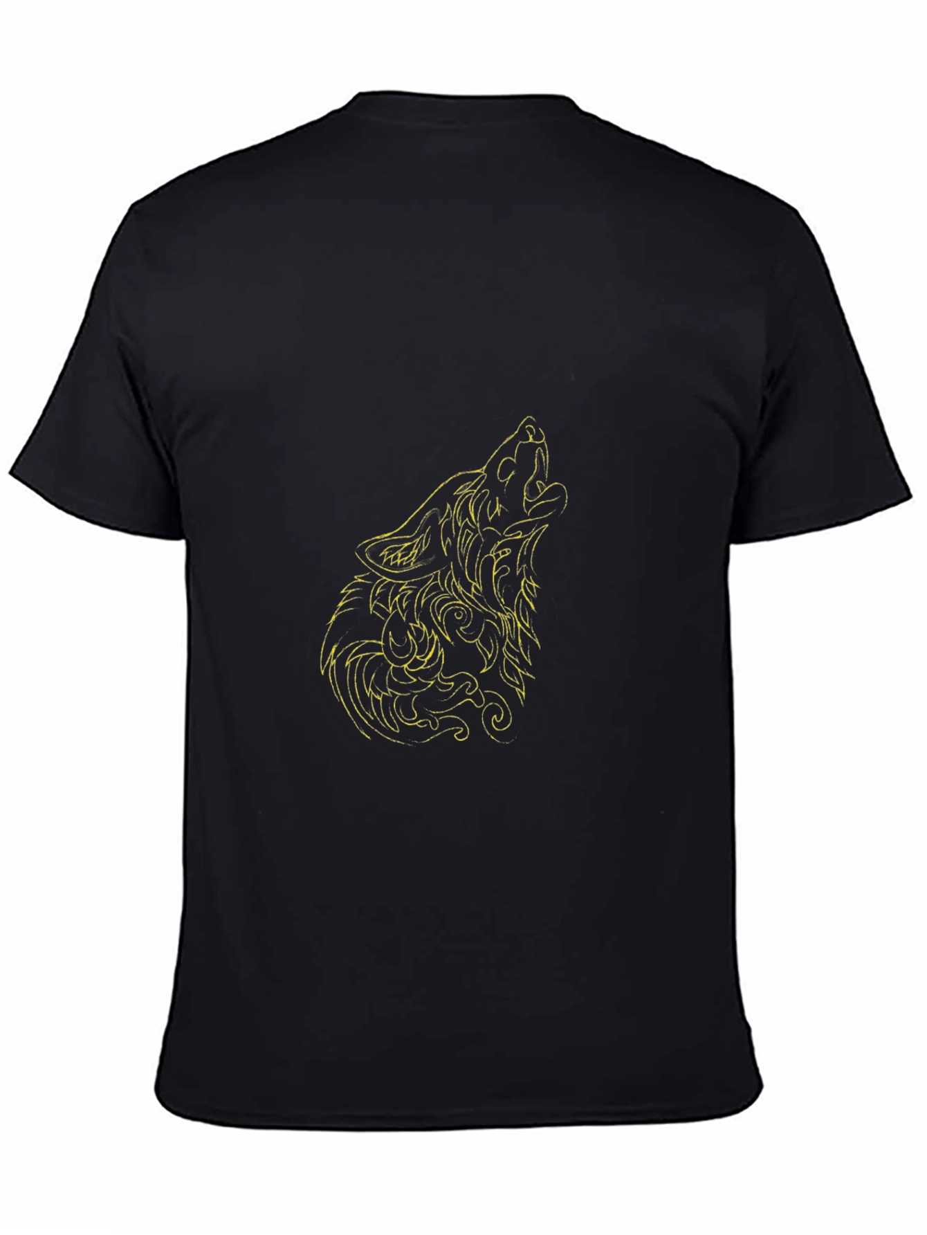 Camiseta Negra Hombre Lobo Aullando Diseño Único