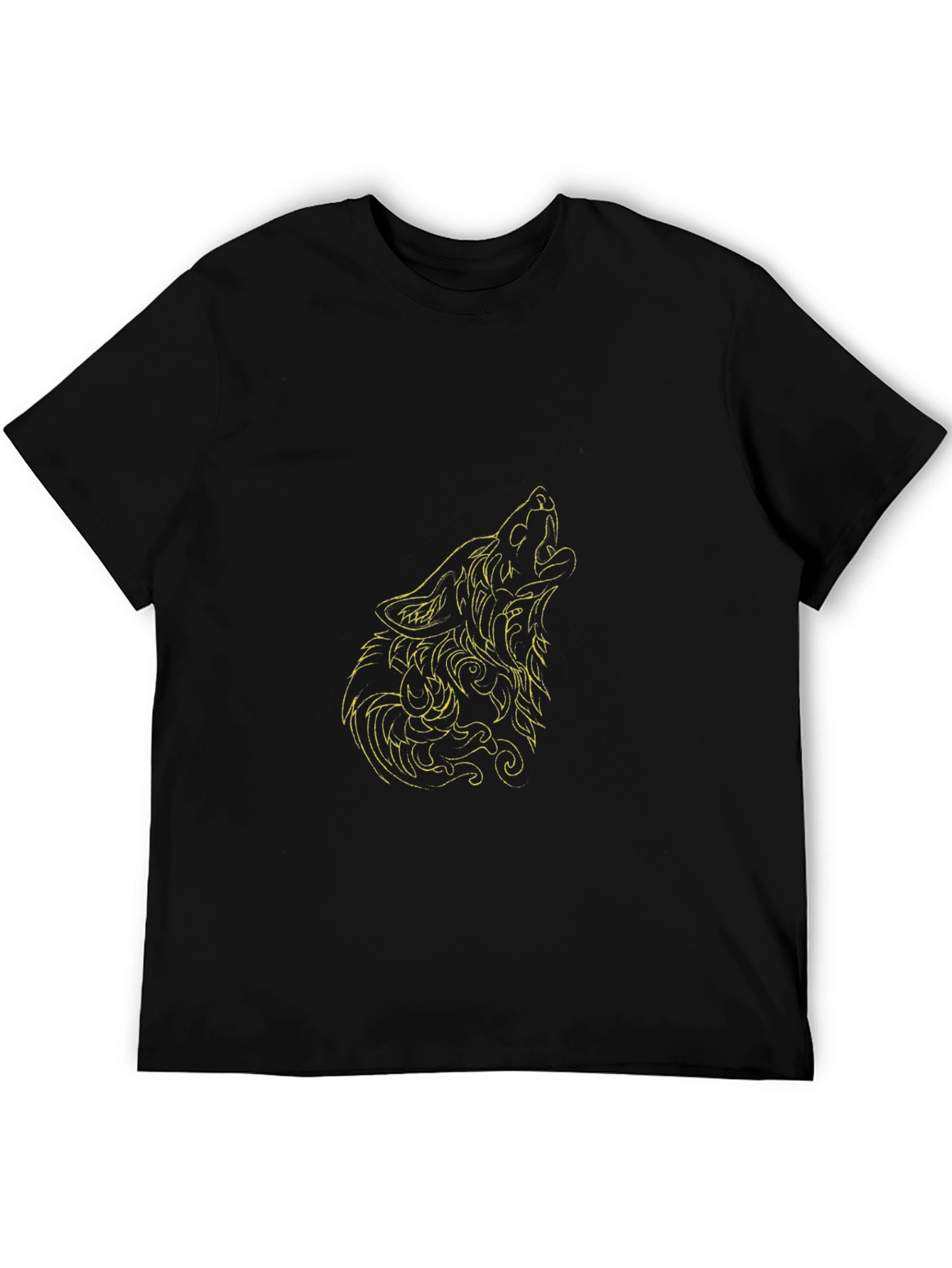 Camiseta Negra Hombre Lobo Aullando Diseño Único