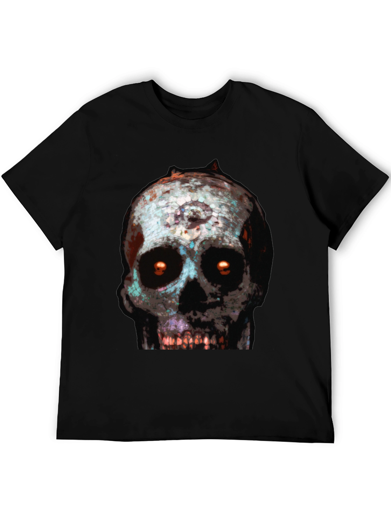 Camiseta Negra con Estampado de Calavera Terrorífica