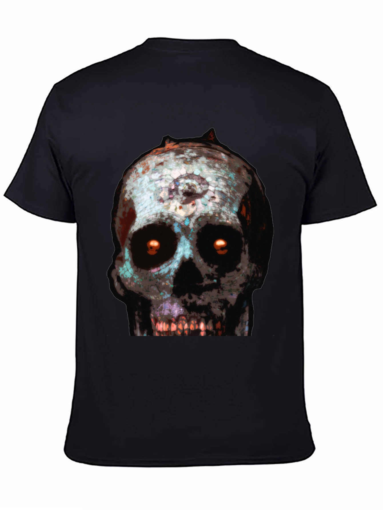Camiseta Negra con Estampado de Calavera Terrorífica