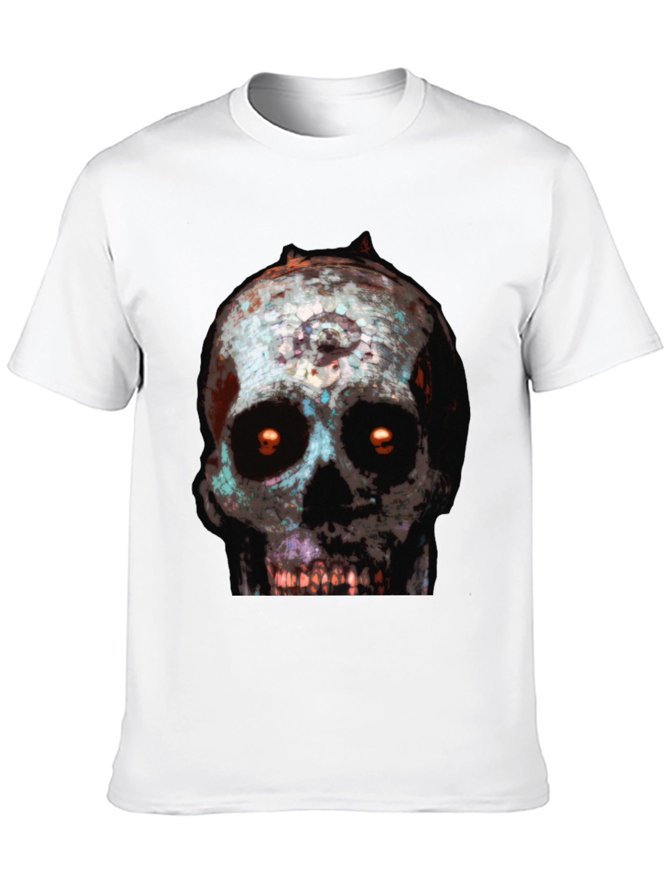 Camiseta Negra con Estampado de Calavera Terrorífica