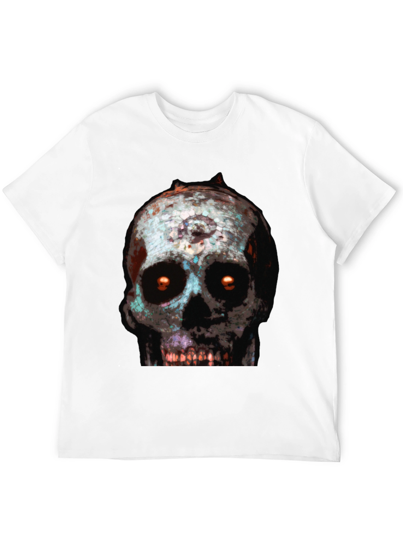 Camiseta Negra con Estampado de Calavera Terrorífica