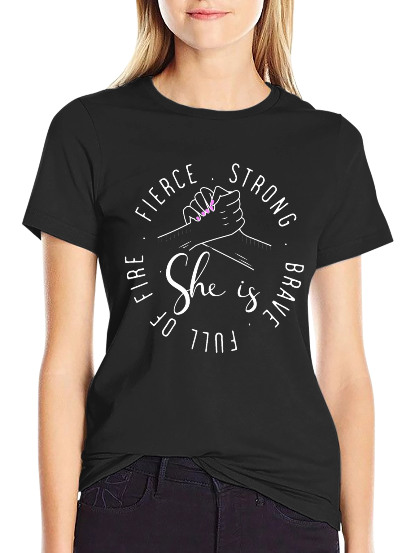 Camiseta Negra con Diseño de Empoderamiento Femenino