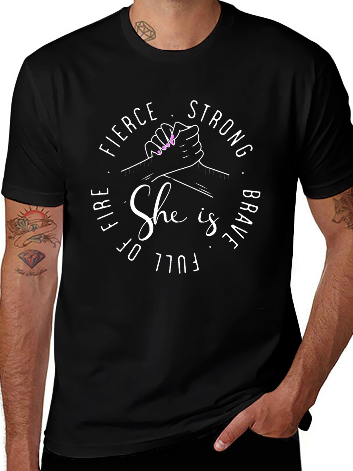 Camiseta Negra con Diseño de Empoderamiento Femenino
