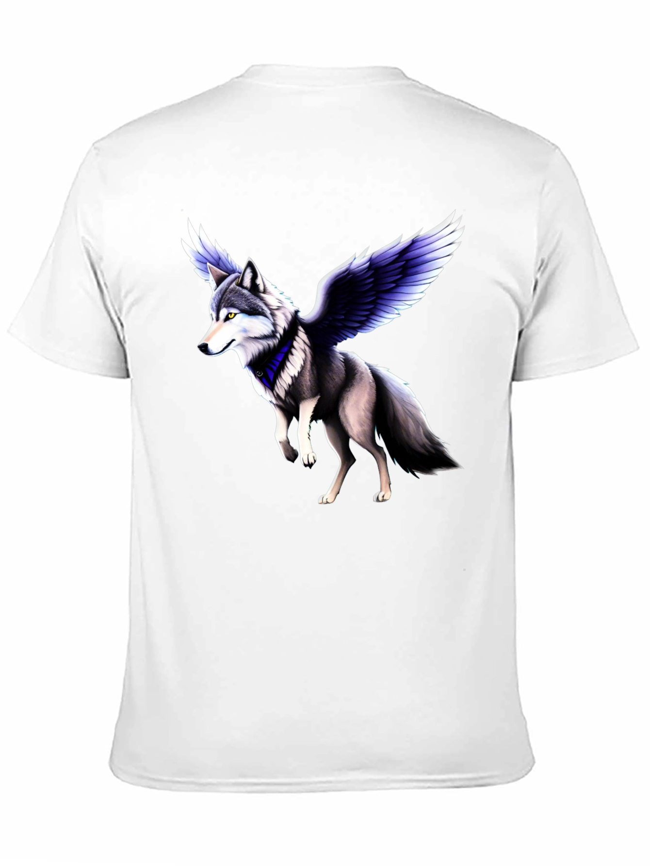 Camiseta Negra con Diseño de Lobo Alado