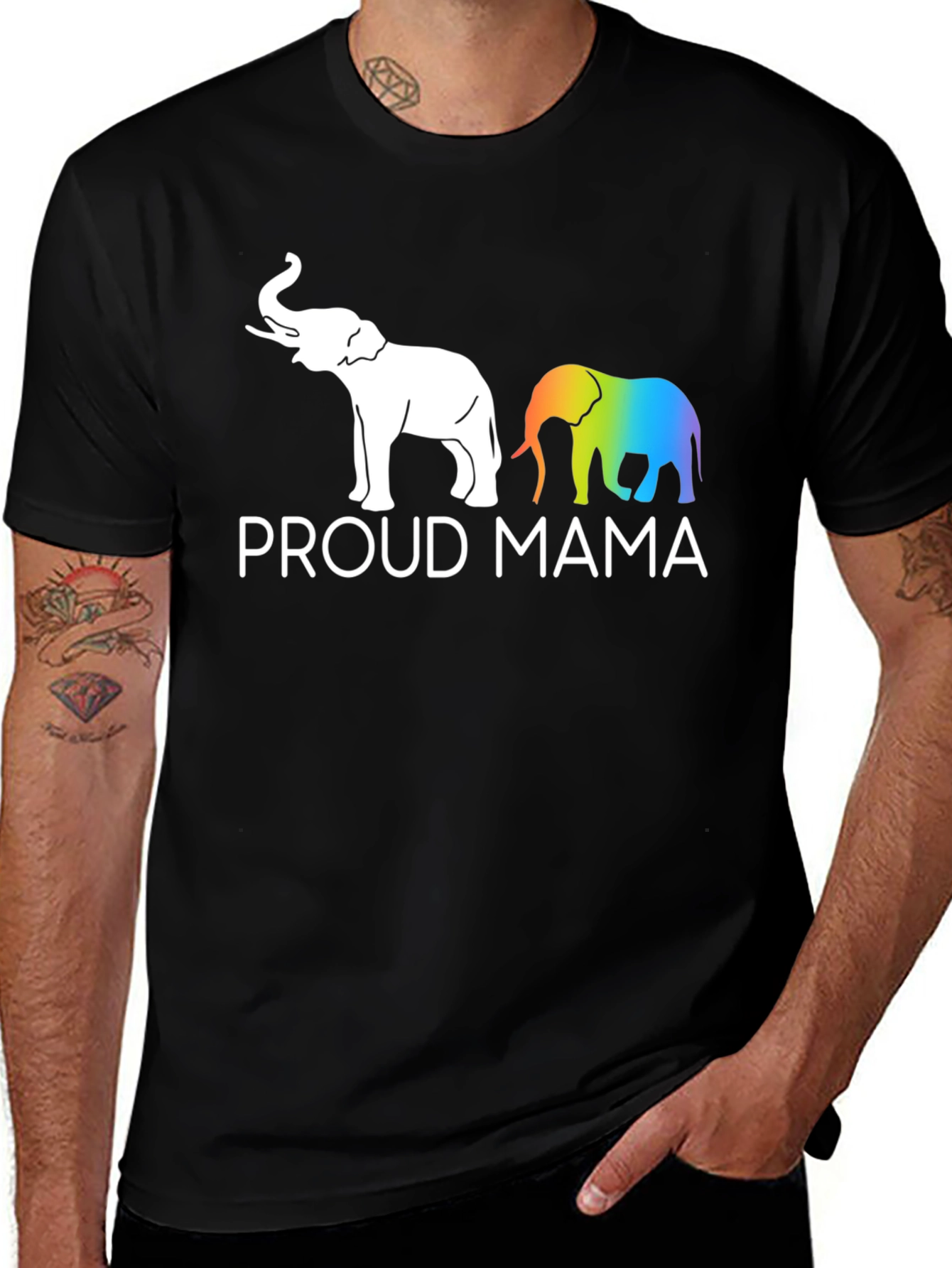 Camiseta Negra Proud Mama Elefantes