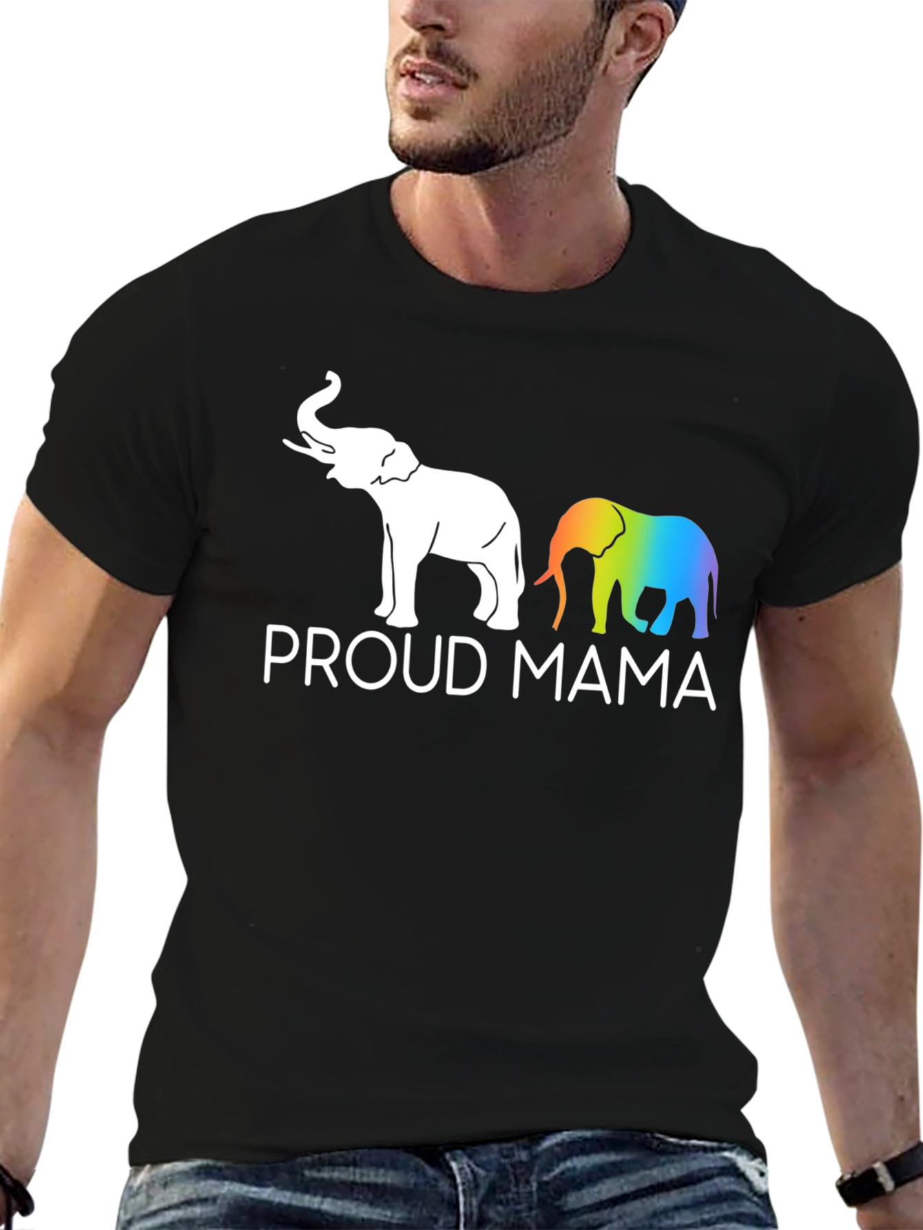 Camiseta Negra Proud Mama Elefantes