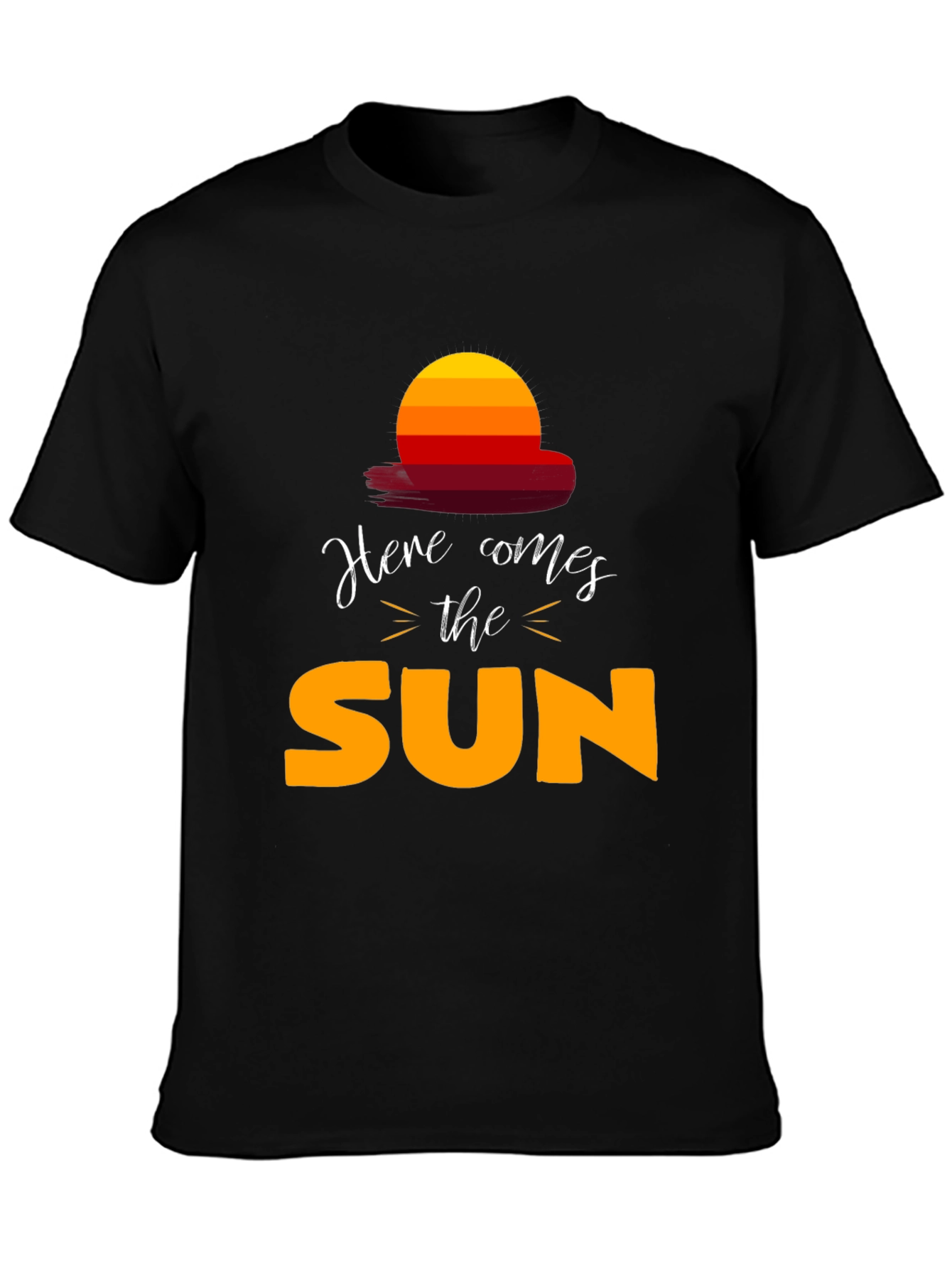 Camiseta Negra Here Comes The Sun Unisex