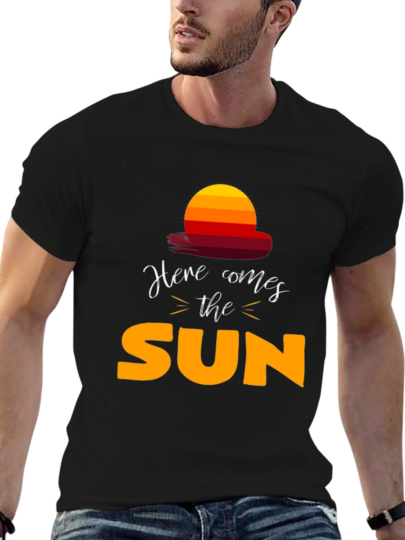 Camiseta Negra Here Comes The Sun Unisex