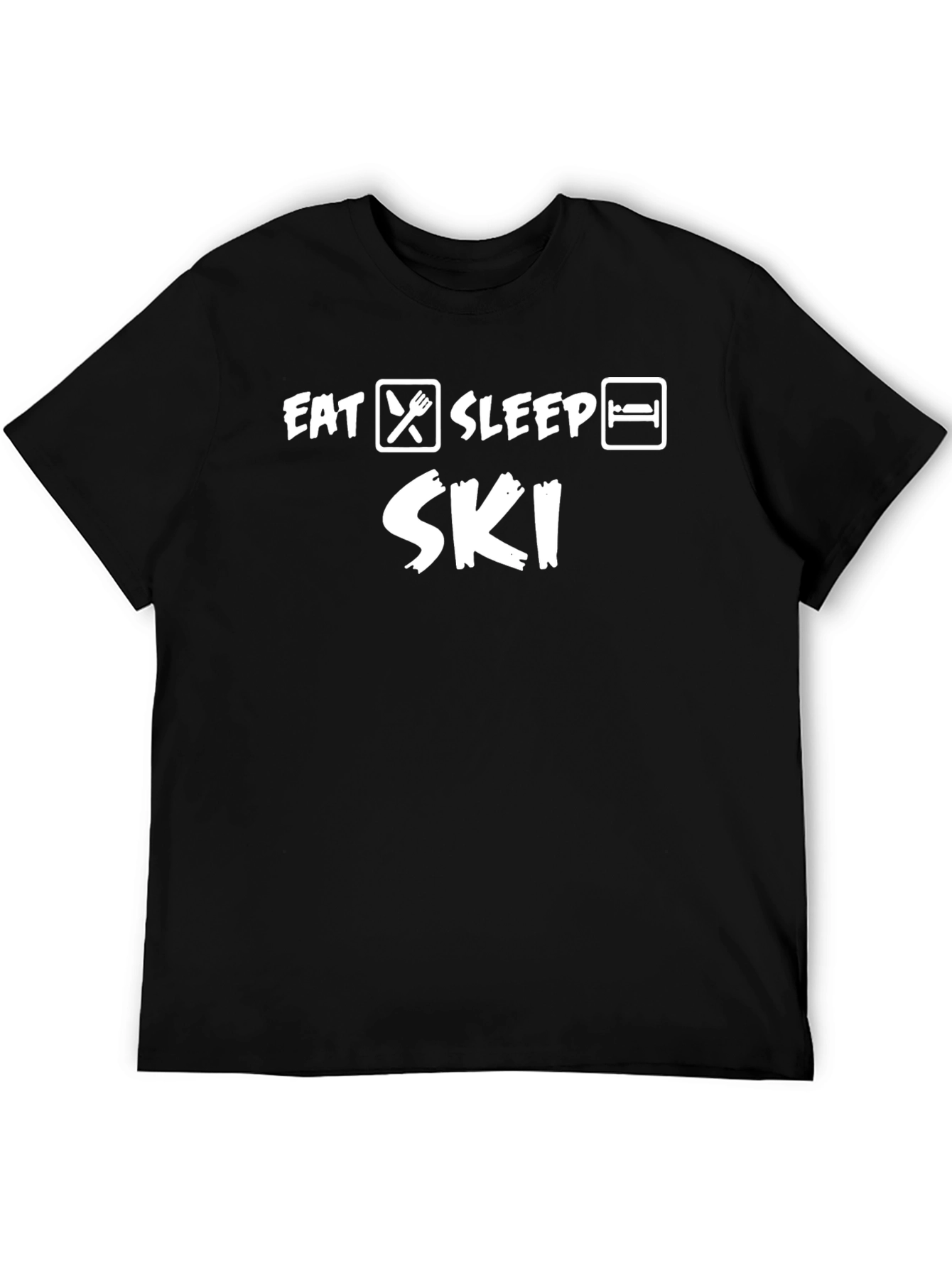 Camiseta Negra Eat Sleep Ski para Amantes del Esquí