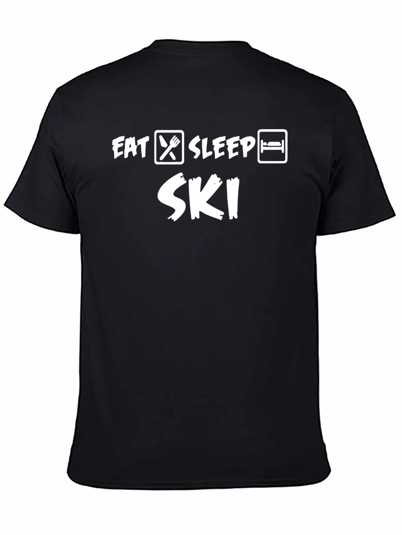 Camiseta Negra Eat Sleep Ski para Amantes del Esquí