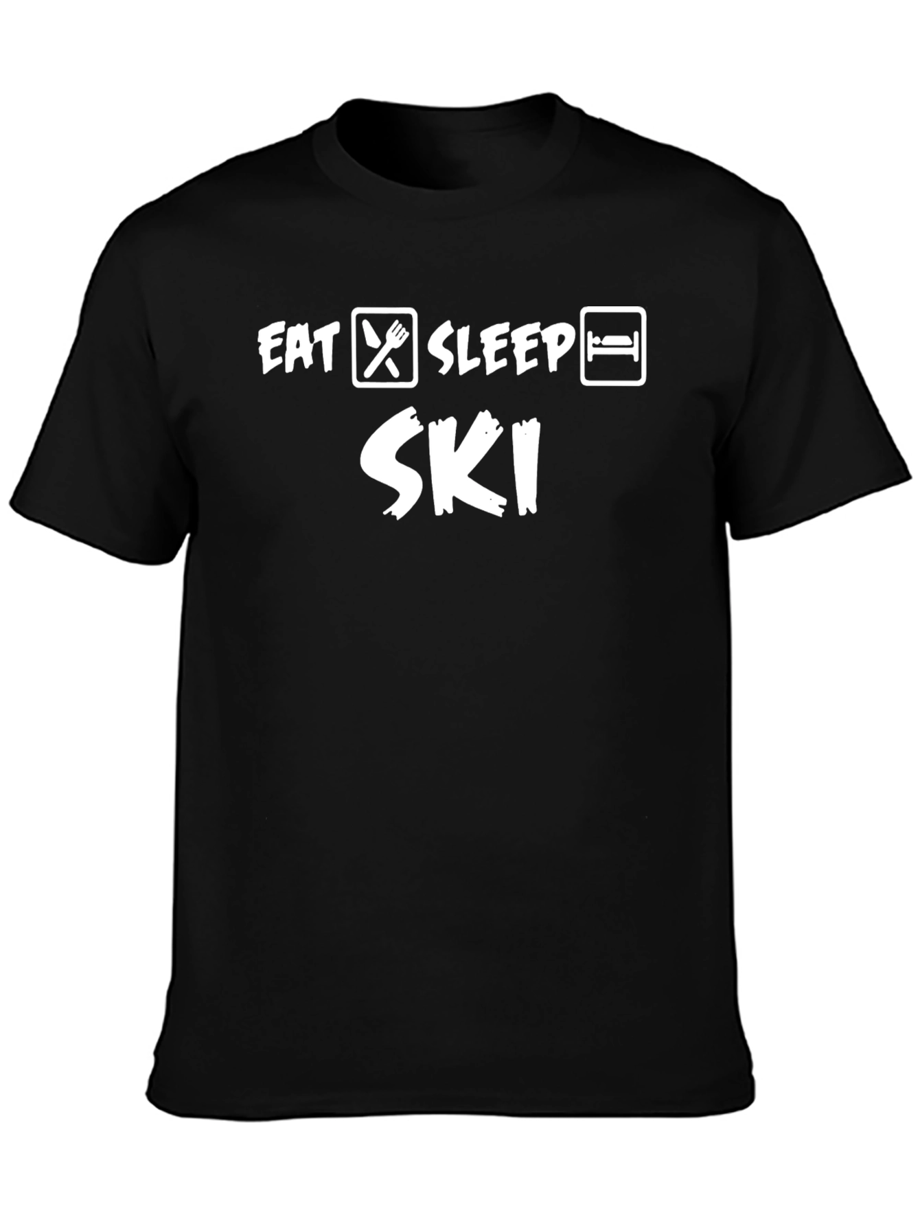 Camiseta Negra Eat Sleep Ski para Amantes del Esquí