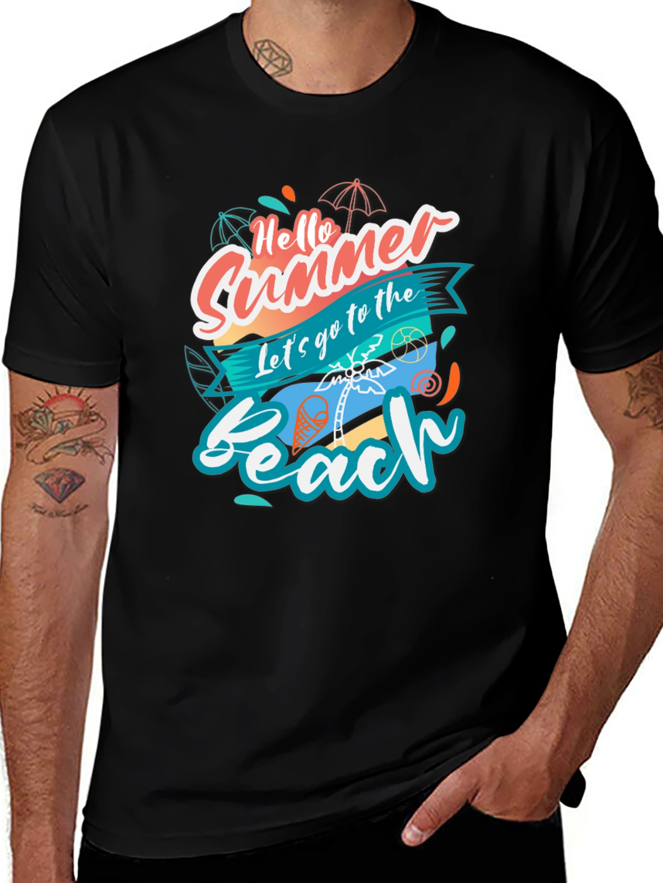 Camiseta Negra Estampada - ¡Hola Verano!