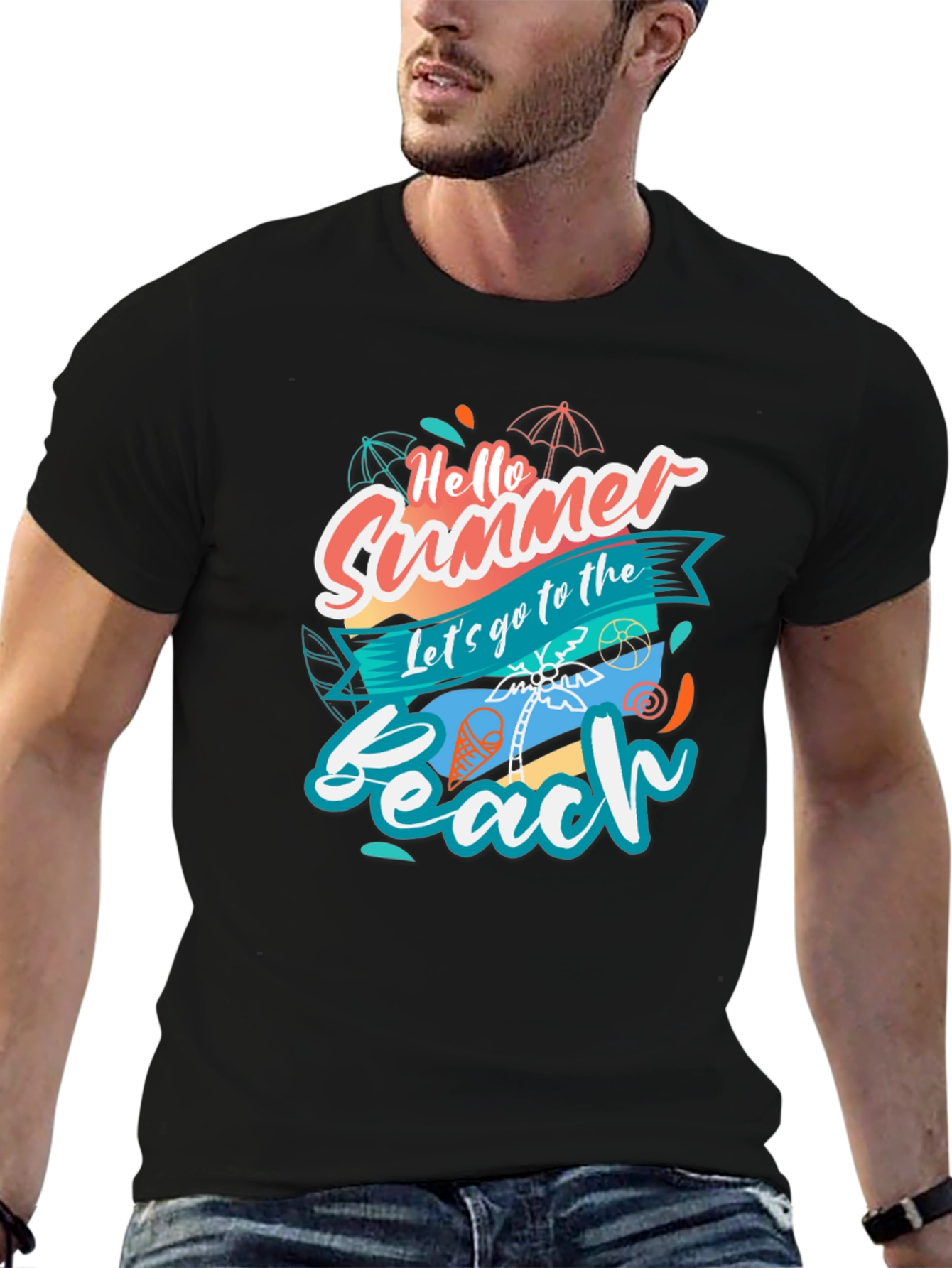 Camiseta Negra Estampada - ¡Hola Verano!