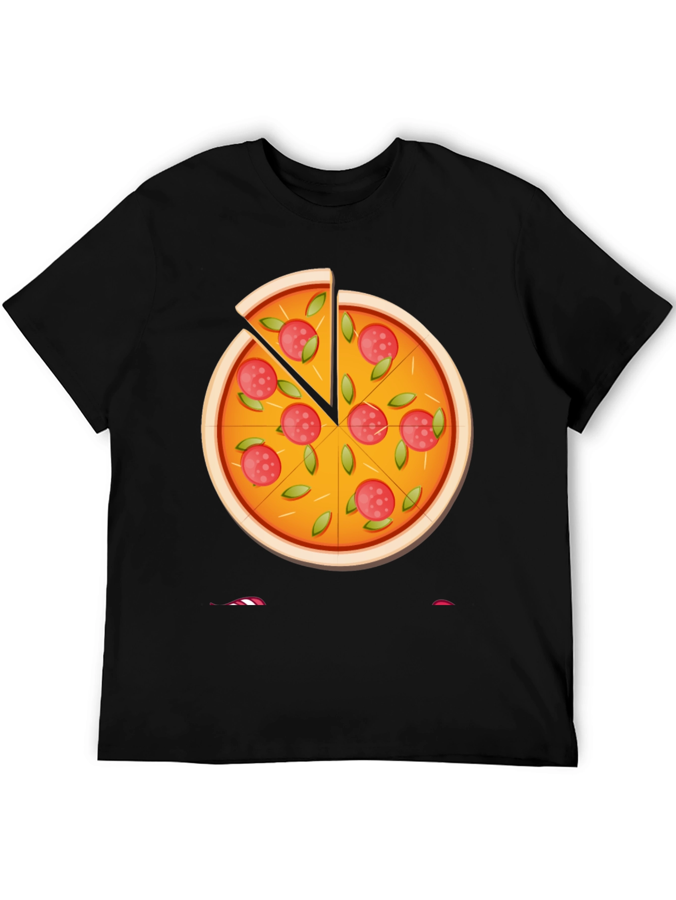 Camiseta Negra con Diseño de Pizza