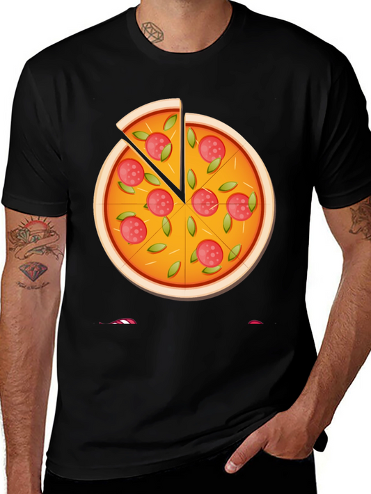 Camiseta Negra con Diseño de Pizza