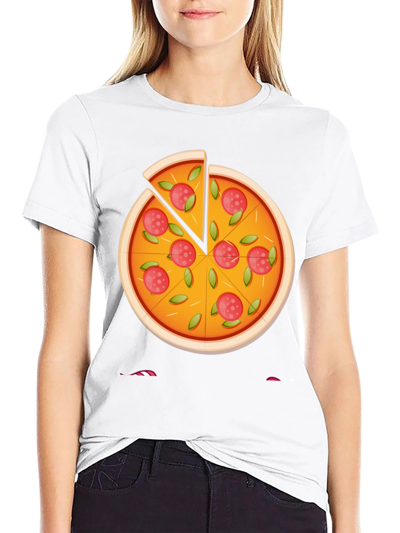 Camiseta Negra con Diseño de Pizza