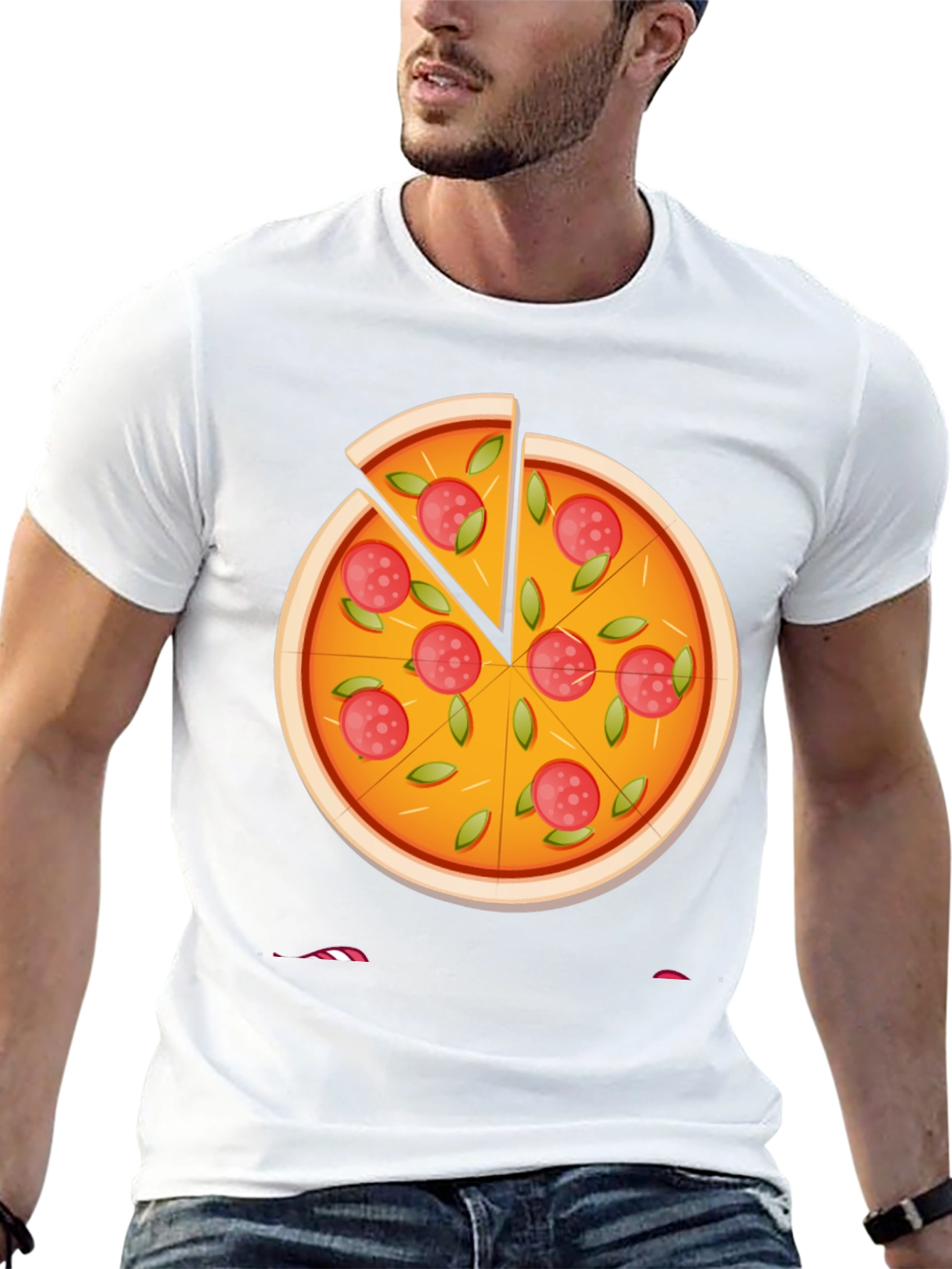 Camiseta Negra con Diseño de Pizza