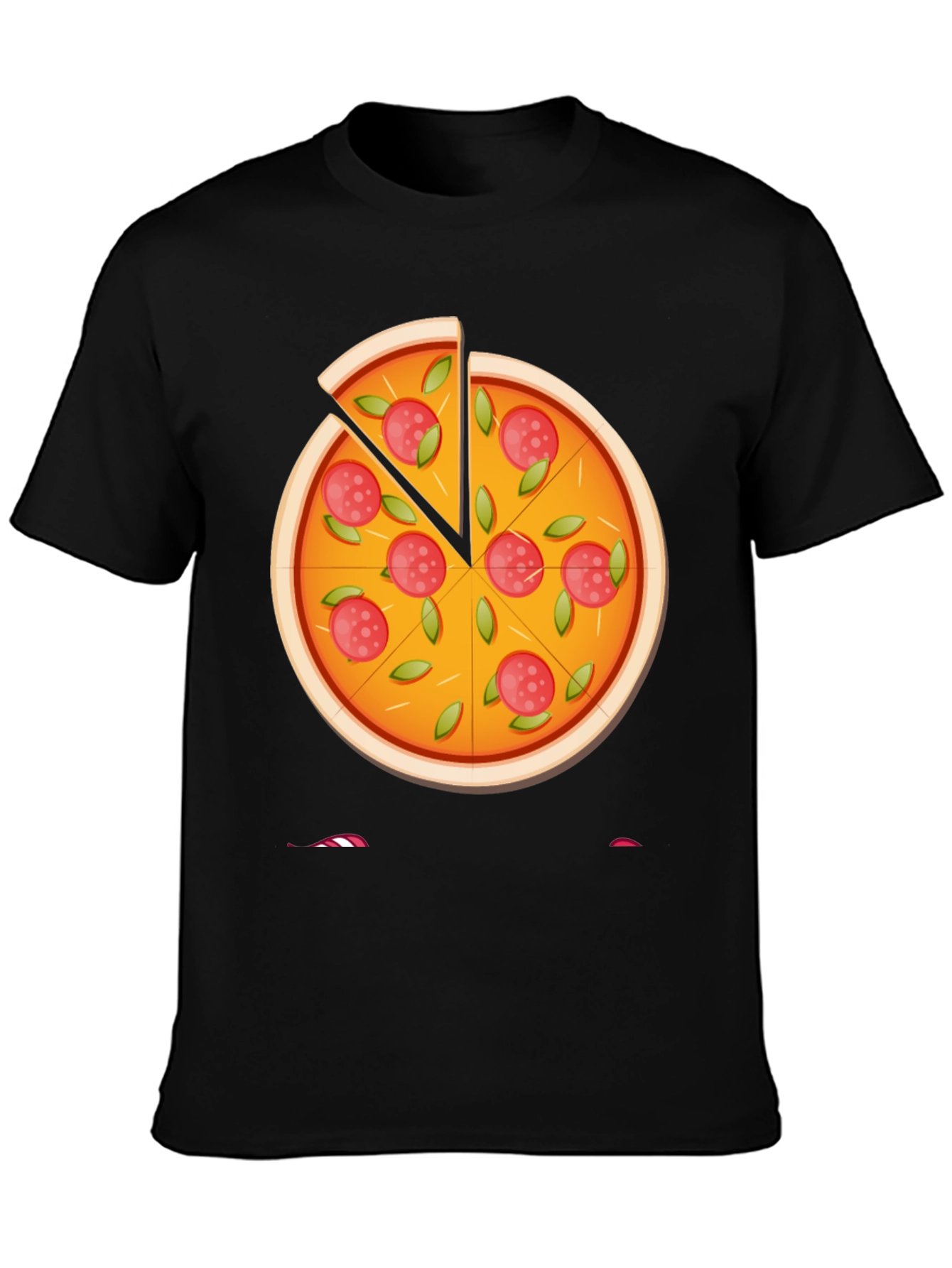 Camiseta Negra con Diseño de Pizza