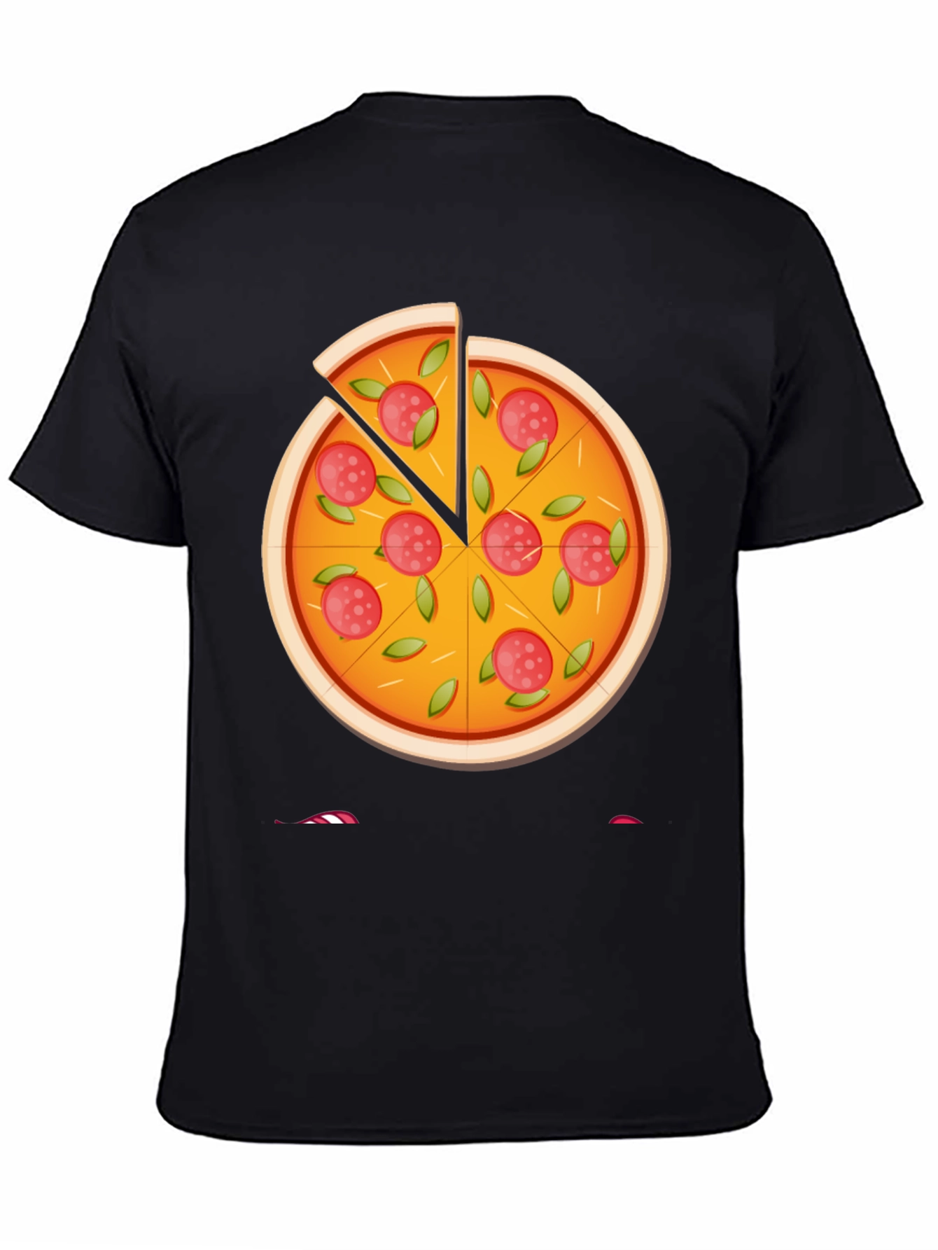Camiseta Negra con Diseño de Pizza