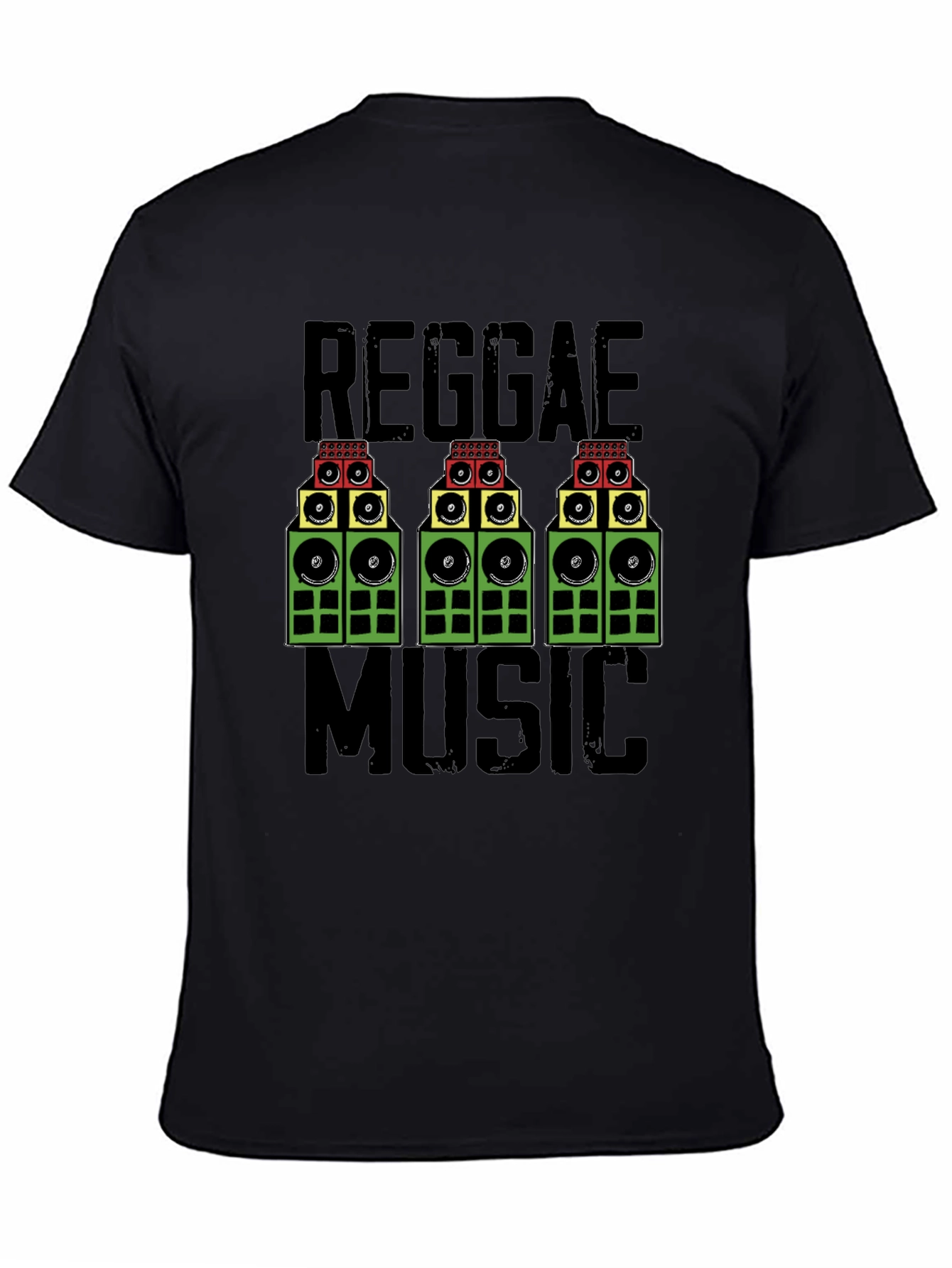 Camiseta Negra Reggae Music - Diseño Original