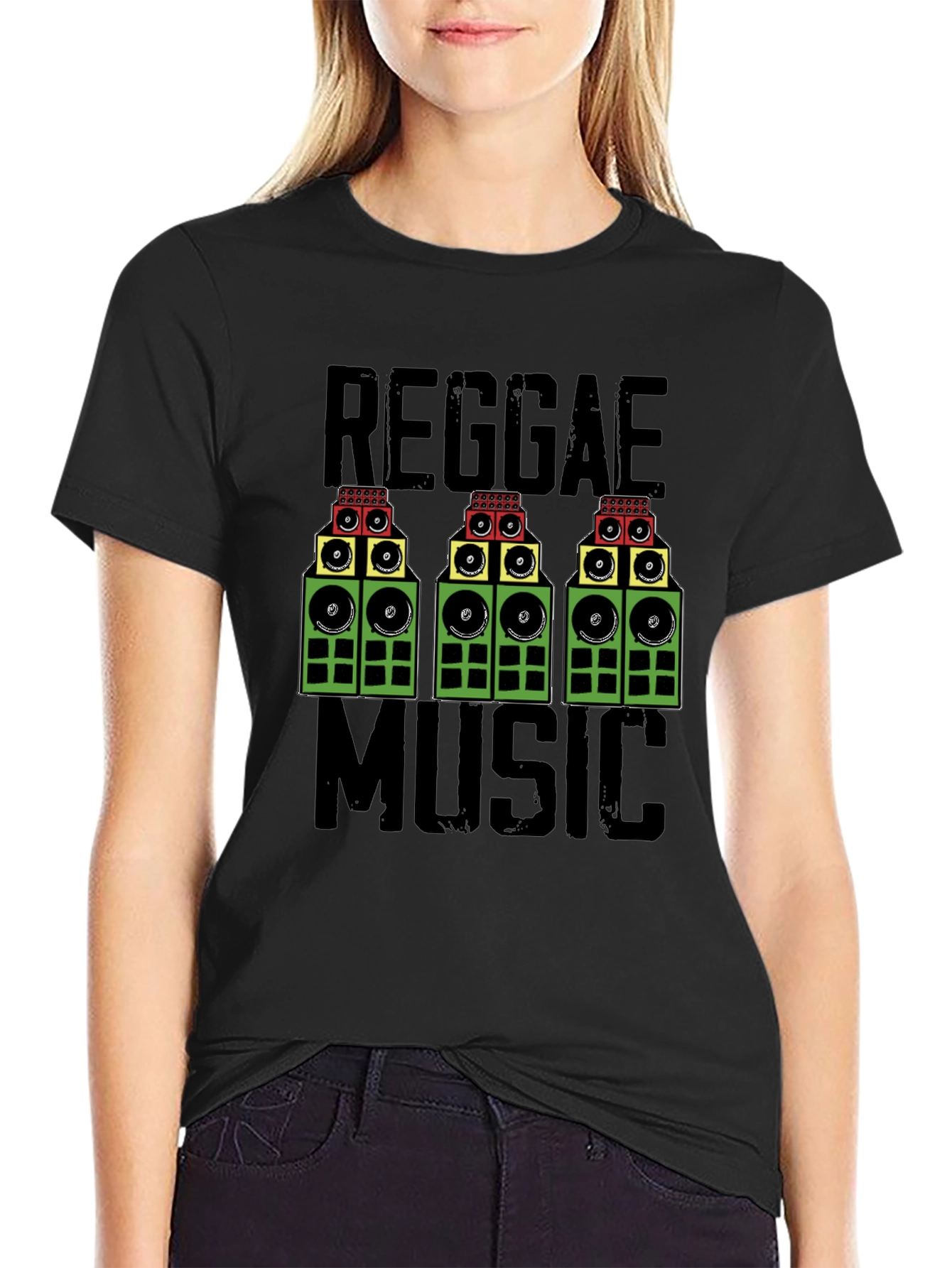 Camiseta Negra Reggae Music - Diseño Original