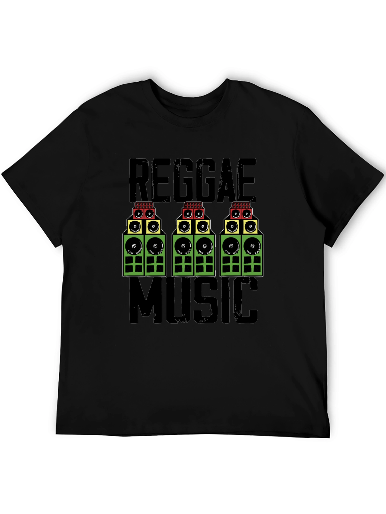 Camiseta Negra Reggae Music - Diseño Original