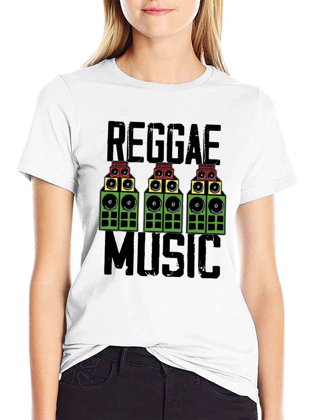 Camiseta Negra Reggae Music - Diseño Original